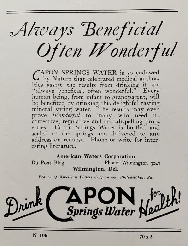 Capon Water Ad from the 1902s